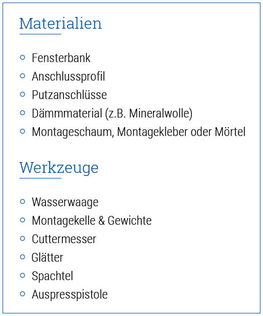 Fensterbank außen - Material & Werkzeug