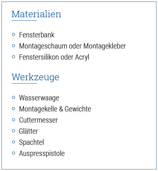 Fensterbank innen - Material & Werkzeug