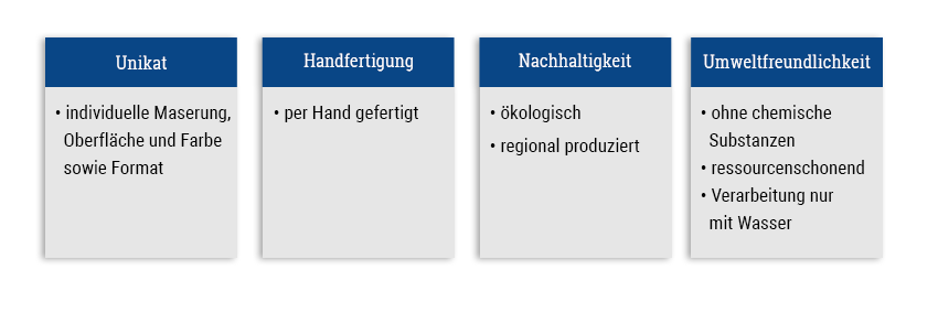 Natursteindusche Eigenschaften