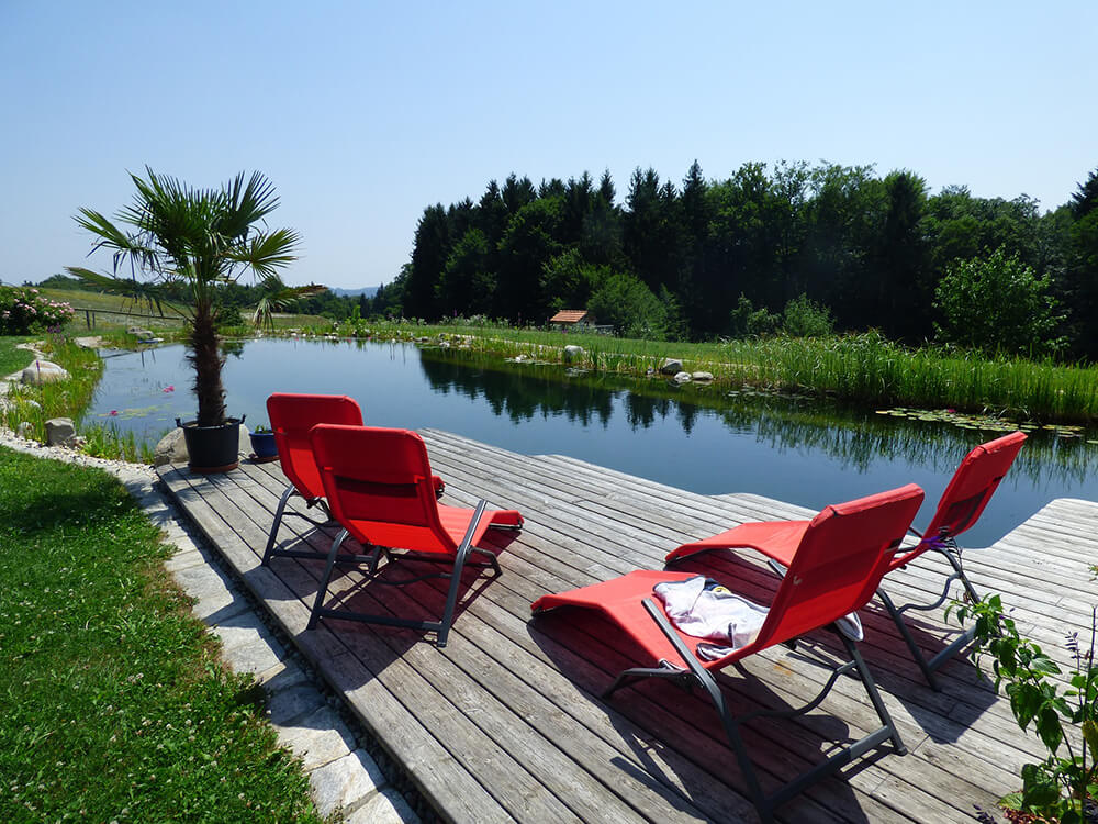 Schwimmteich mit Sitzecke